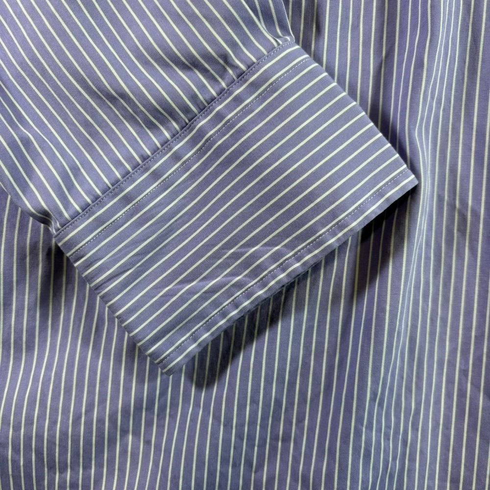 Polo Ralph Lauren Button Down Mens 16.5 32/33 Purple White Striped Classic Fit - Picture 10 of 11